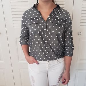 Express Portofino Slim Polka Dot Blouse